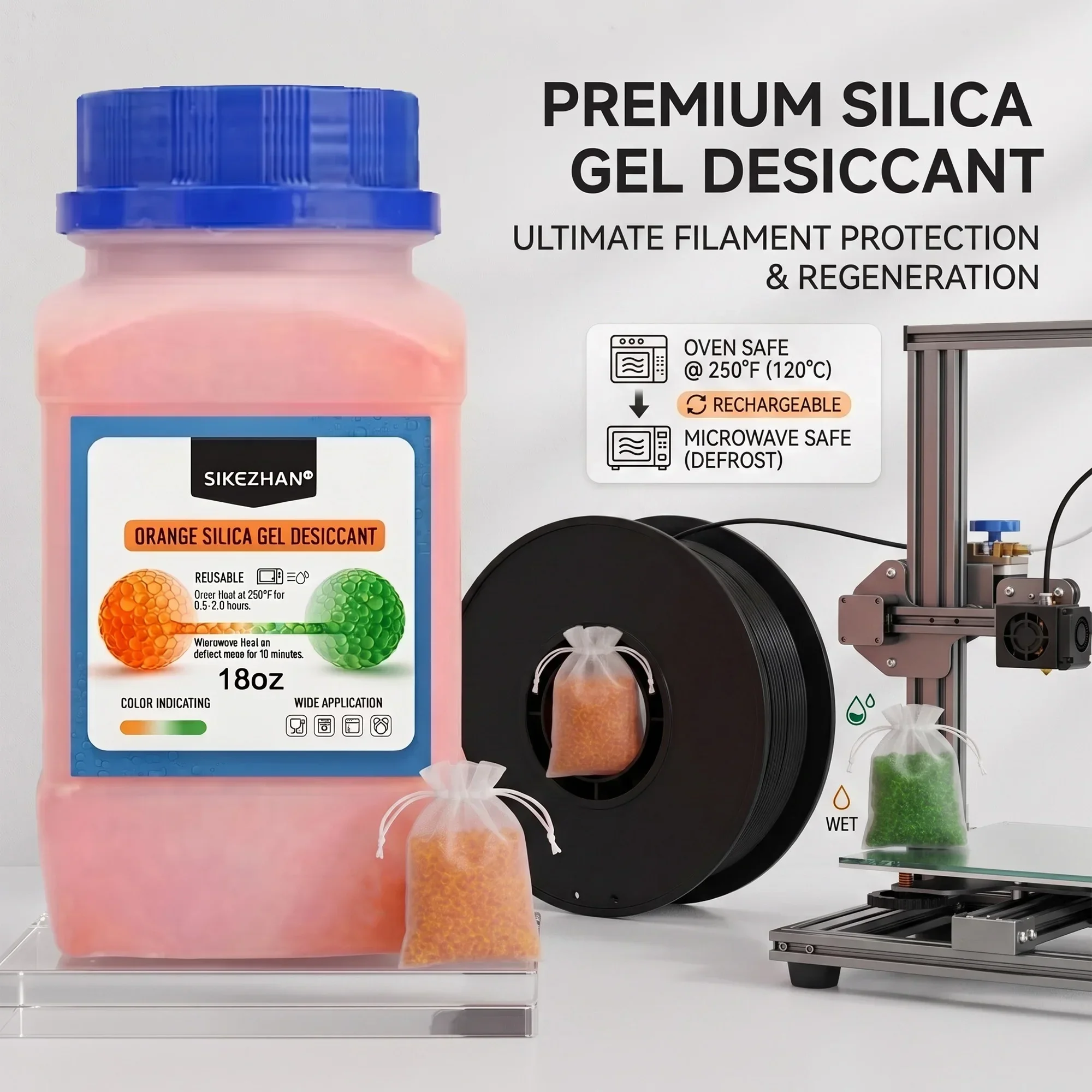3D Printing Deck Box - 3D Printer Filament Desiccant Orange Silica
