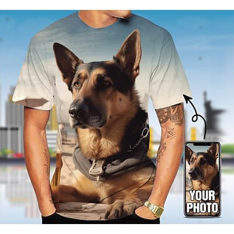 Custom Pet T Shirt for Men Des - 3D Printing Drawing ulasan dan harga